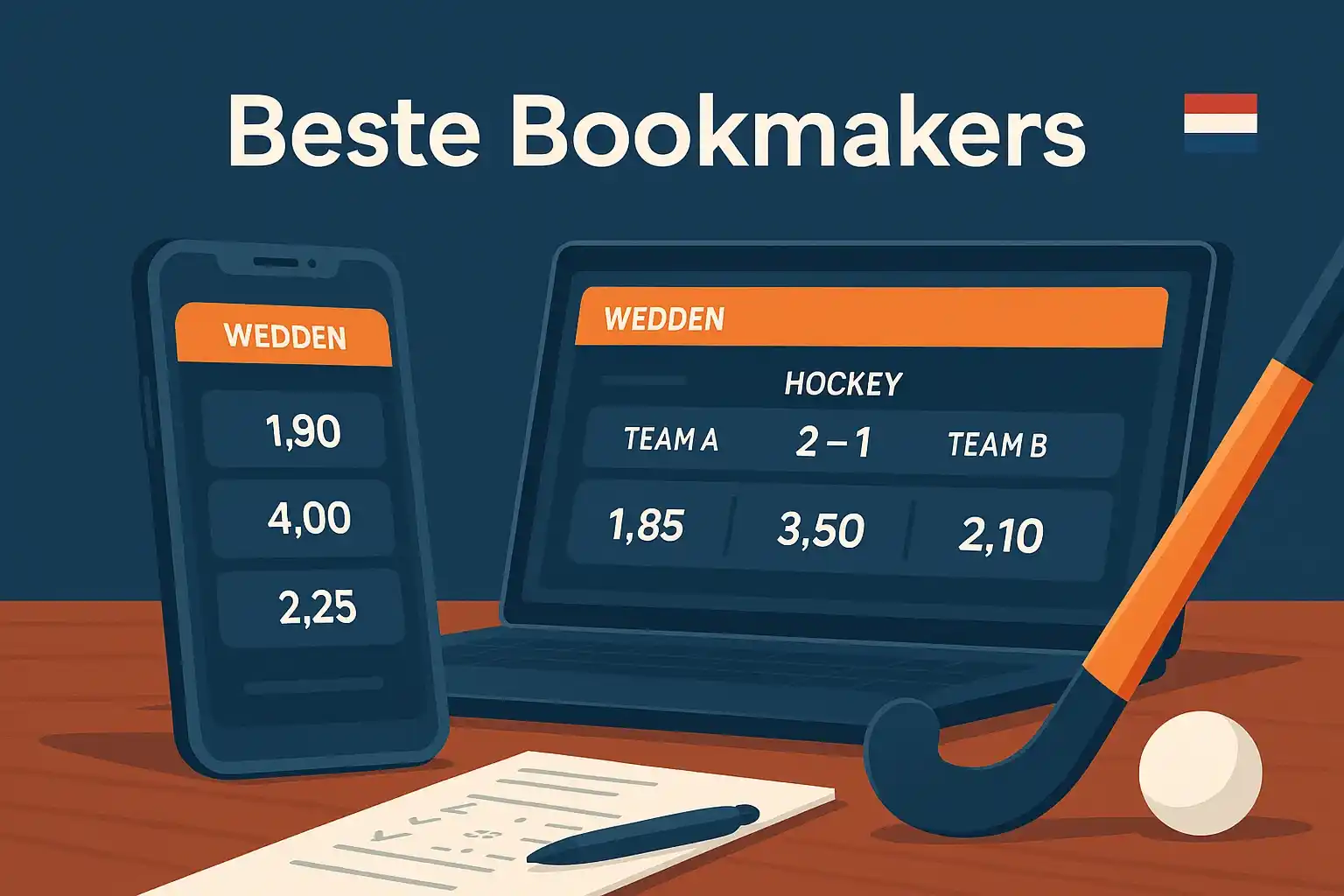 Overzicht van beste bookmakers voor hockey weddenschappen in Nederland met smartphone en laptop interfaces