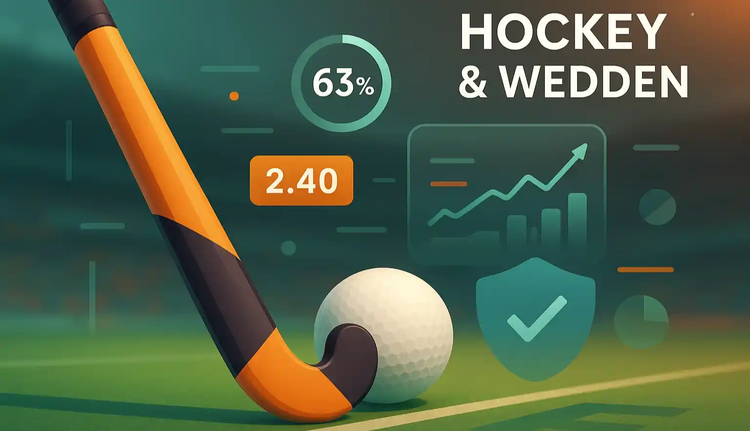 Conceptuele afbeelding van veldhockey gecombineerd met digitale weddenschappen elementen en quoteringen