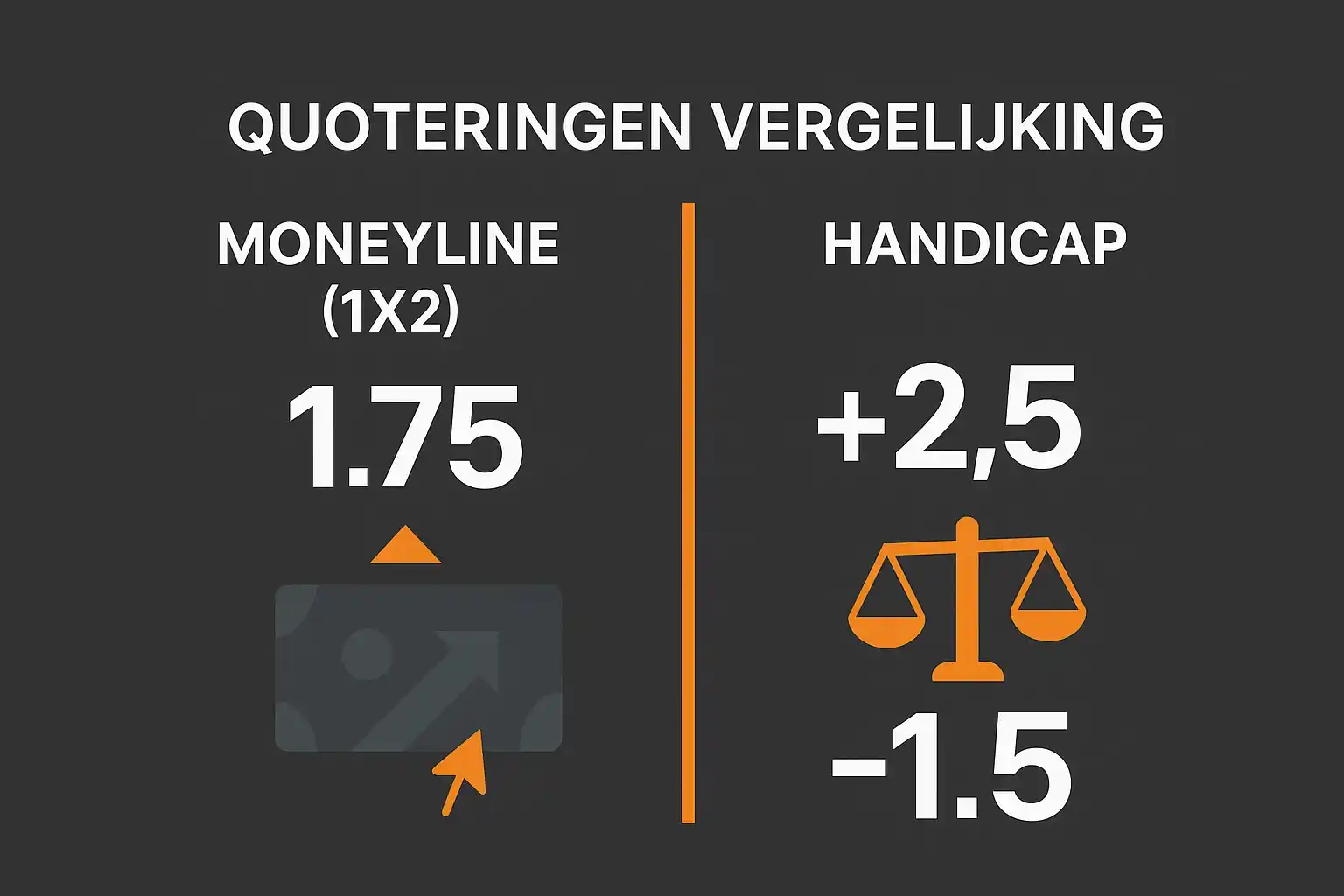 Infographic met uitleg over moneyline en handicap quoteringen bij hockey weddenschappen