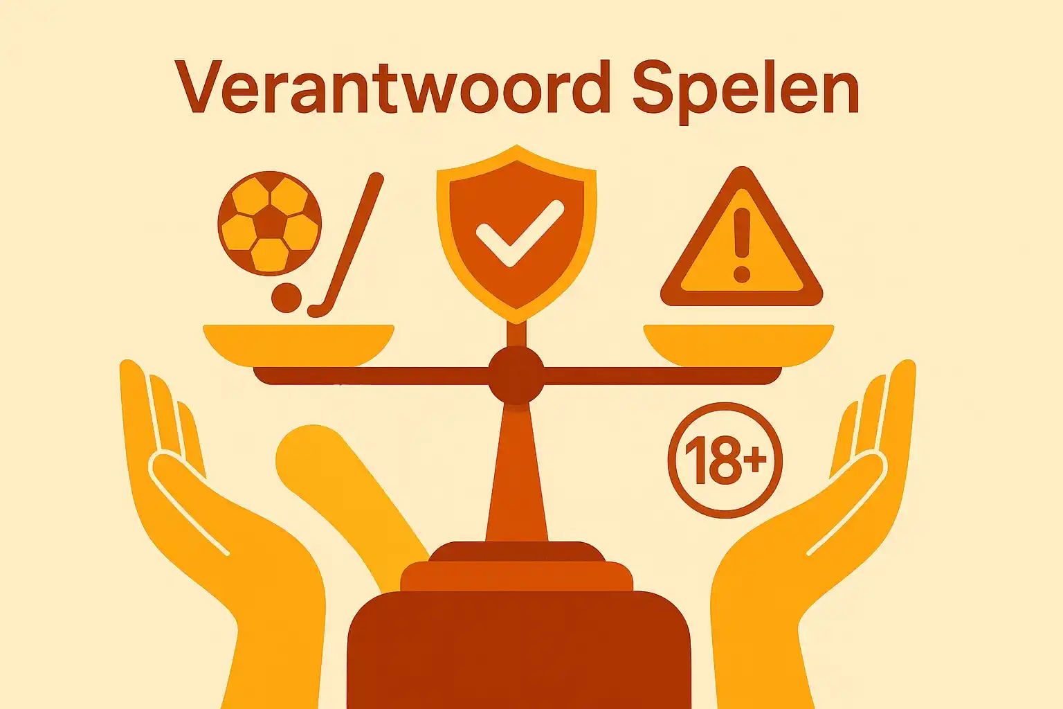 Verantwoord gokken waarschuwingssymbool met 18+ leeftijdsgrens en hulplijn informatie